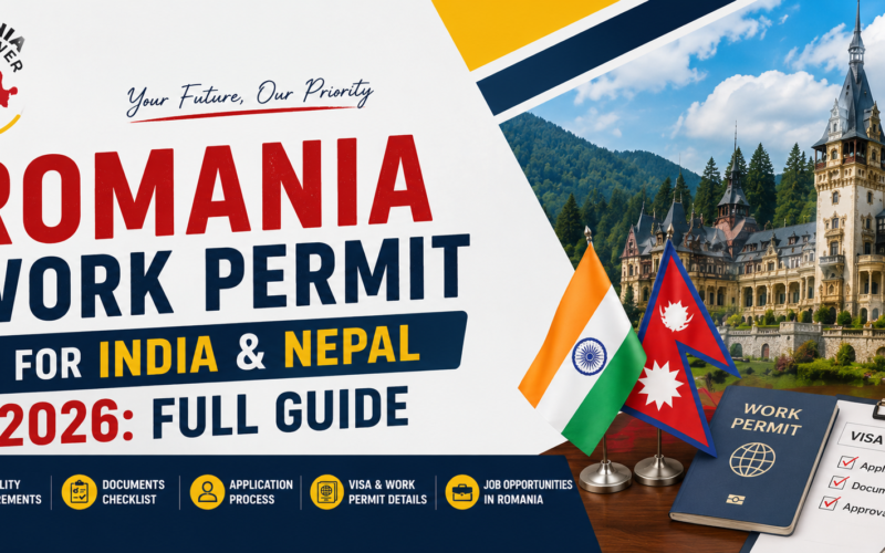 Romania Work Permit for India & Nepal 2026 – Complete Guide to eligibility, documents, visa process, work permit requirements and job opportunities in Romania.