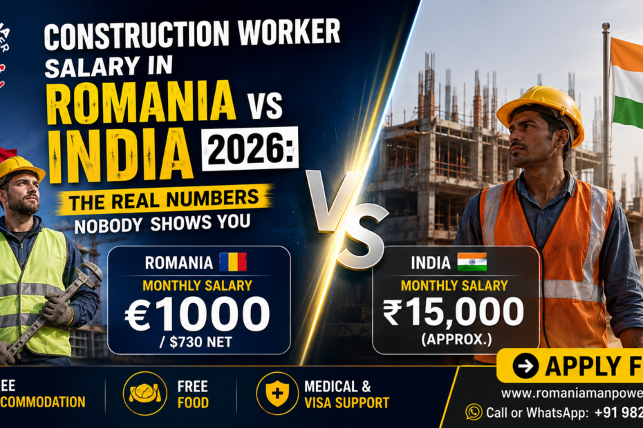 Salary in Romania for Indian construction workers 2026 real package comparison