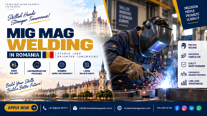 Professional industrial welder performing tasks for MIG MAG Welding jobs in Romania.