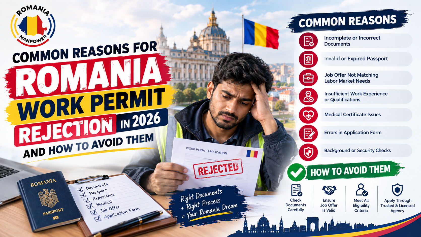 Romania work permit rejection 2026 top reasons prevention guide Indian workers D/AM2 visa