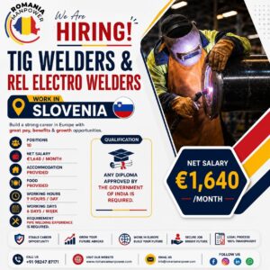 Professional Indian welder performing high-precision TIG welding on a stainless steel industrial pipe for high-paying TIG Welder jobs in Slovenia for Indians.