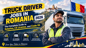 Truck driver jobs in Romania 2026 CE license Code 95 CPC salary diurnal Indian drivers guide