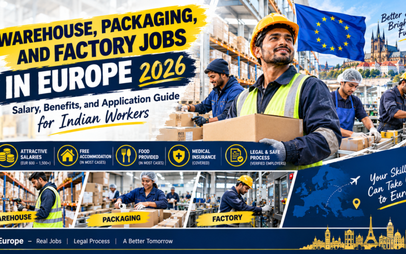 Warehouse jobs in Europe for Indians 2026 factory packaging salary visa Romania Serbia Albania guide